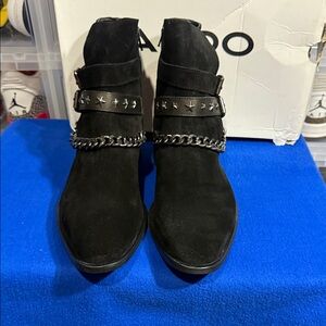 Aldo Black Ankle Boots with Star and Chain Details